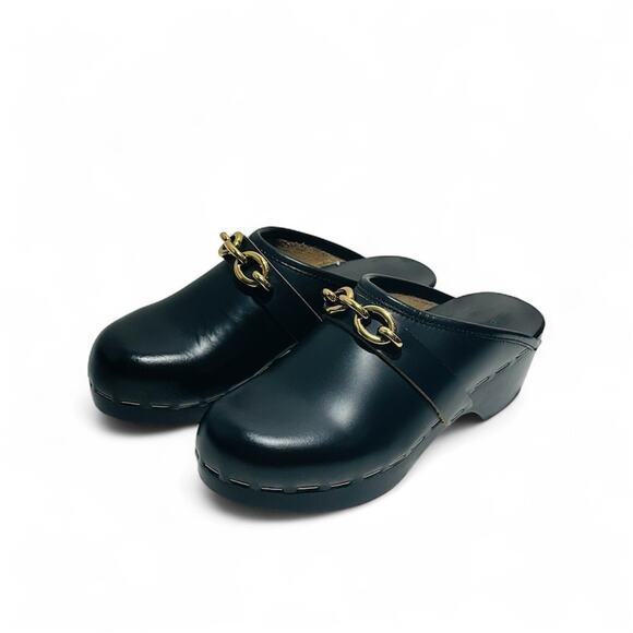 NIB Saint Laurent YSL Le Maillon EU 38 US 8 Chain Clogs Black Leather Shoes $945 - Picture 7 of 12